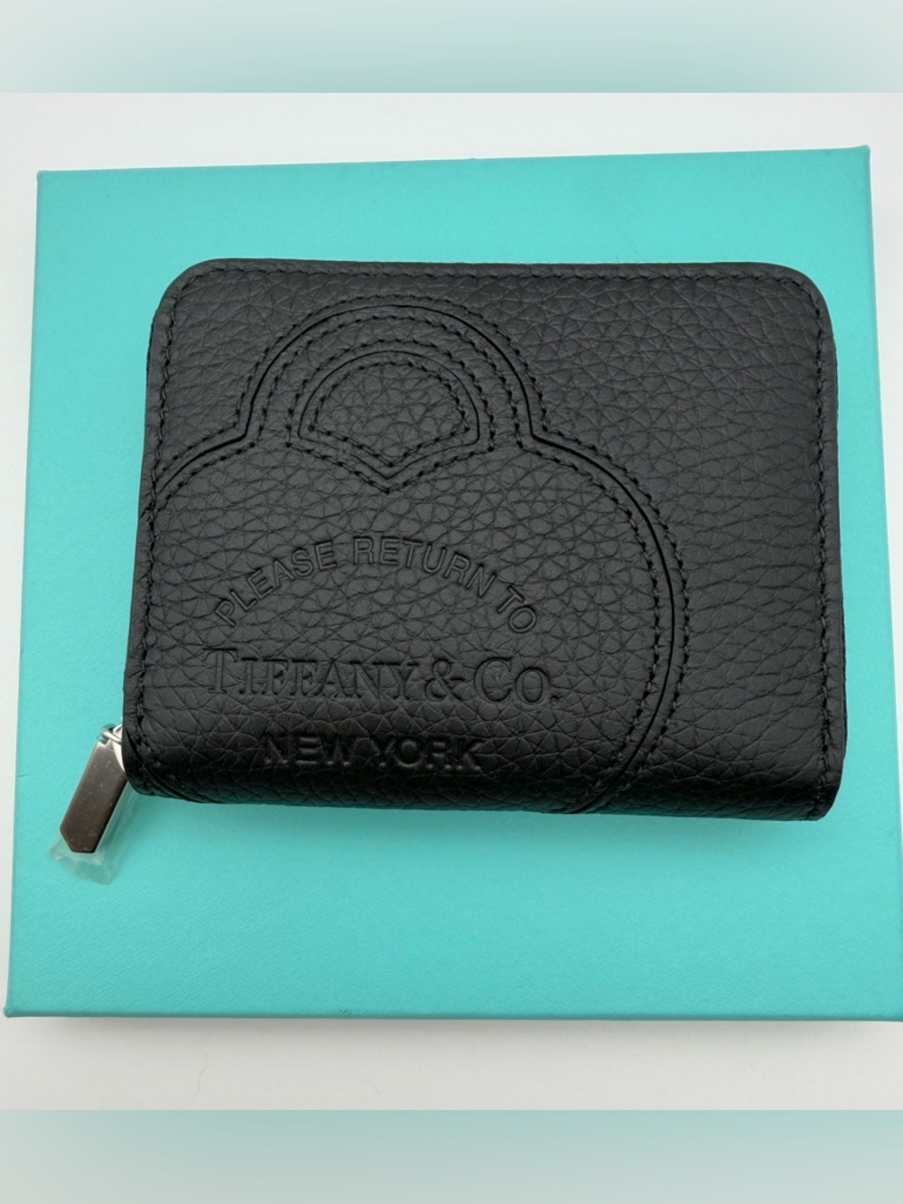 Tiffany & Co. New black Small Zip Wallet